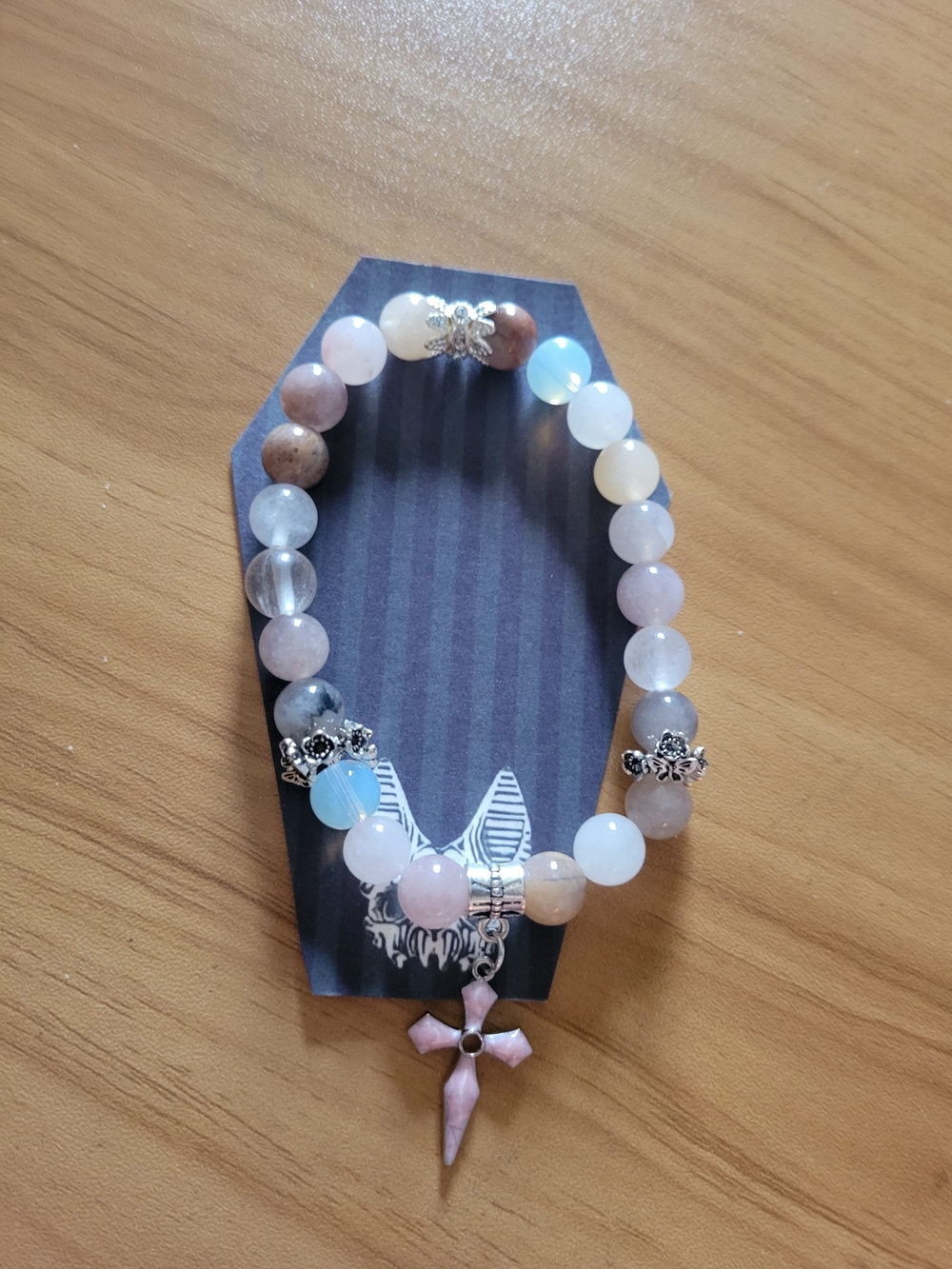 💐NEW💐 Mixed Natural Stone Beaded Cross Bracelet - Pink